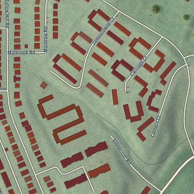 Second close-up of the map of Westgate, Maryland print showing more streets and buildings