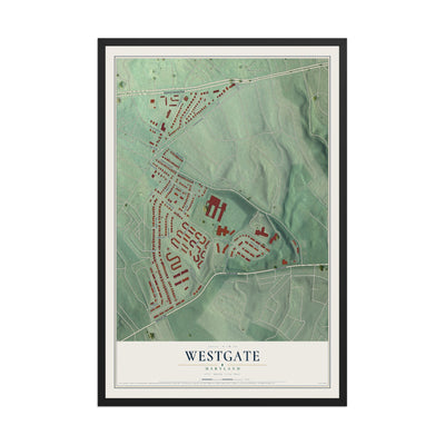 Map of Westgate, Maryland, 12 x 18 inch print in a black wood frame
