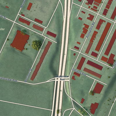 Second close-up of the map of Westport, Maryland print showing more streets and buildings