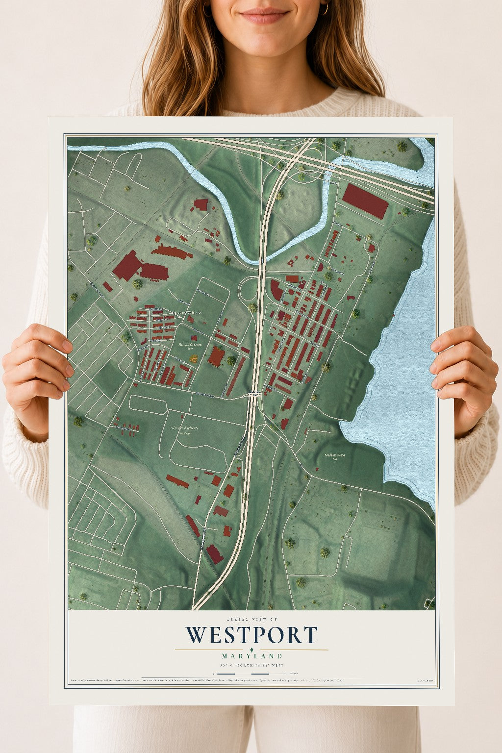 Map of Westport, Maryland, 18 x 24 inch unframed archival matte print
