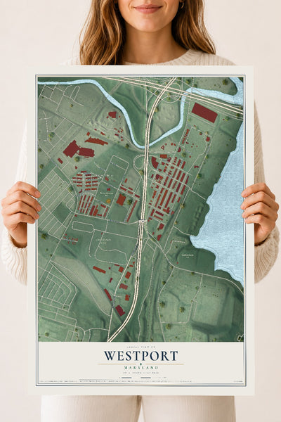 Map of Westport, Maryland, 18 x 24 inch unframed archival matte print