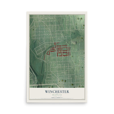 Map of Winchester, Maryland, 12 x 18 inch unframed archival matte print