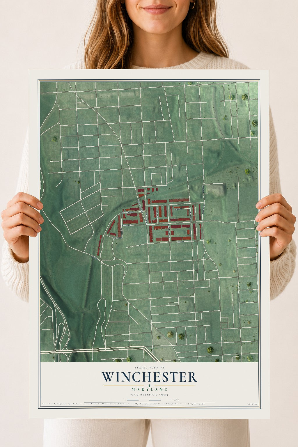 Map of Winchester, Maryland, 18 x 24 inch unframed archival matte print