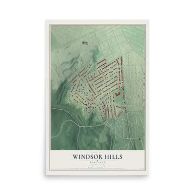 Map of Windsor Hills, Maryland, 12 x 18 inch unframed archival matte print