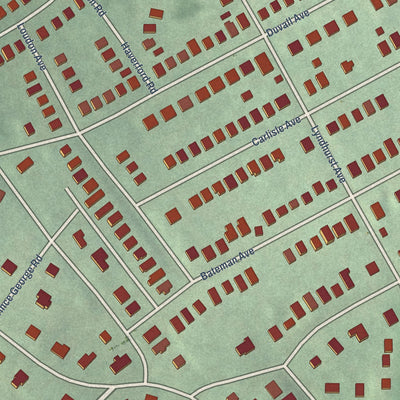 Close-up of the map of Windsor Hills, Maryland print showing street and building detail