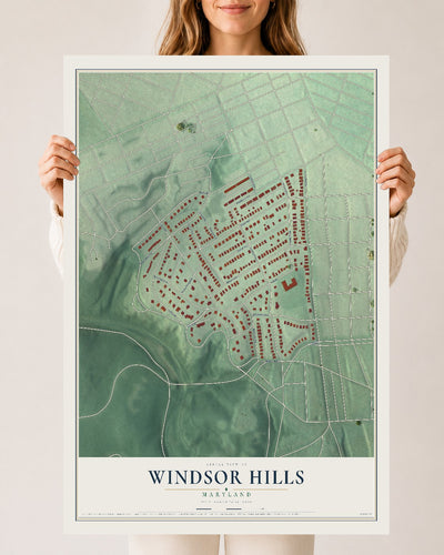 Map of Windsor Hills, Maryland, 24 x 36 inch unframed archival matte print