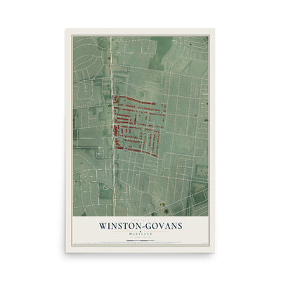 Map of Winston-Govans, Maryland, 12 x 18 inch unframed archival matte print