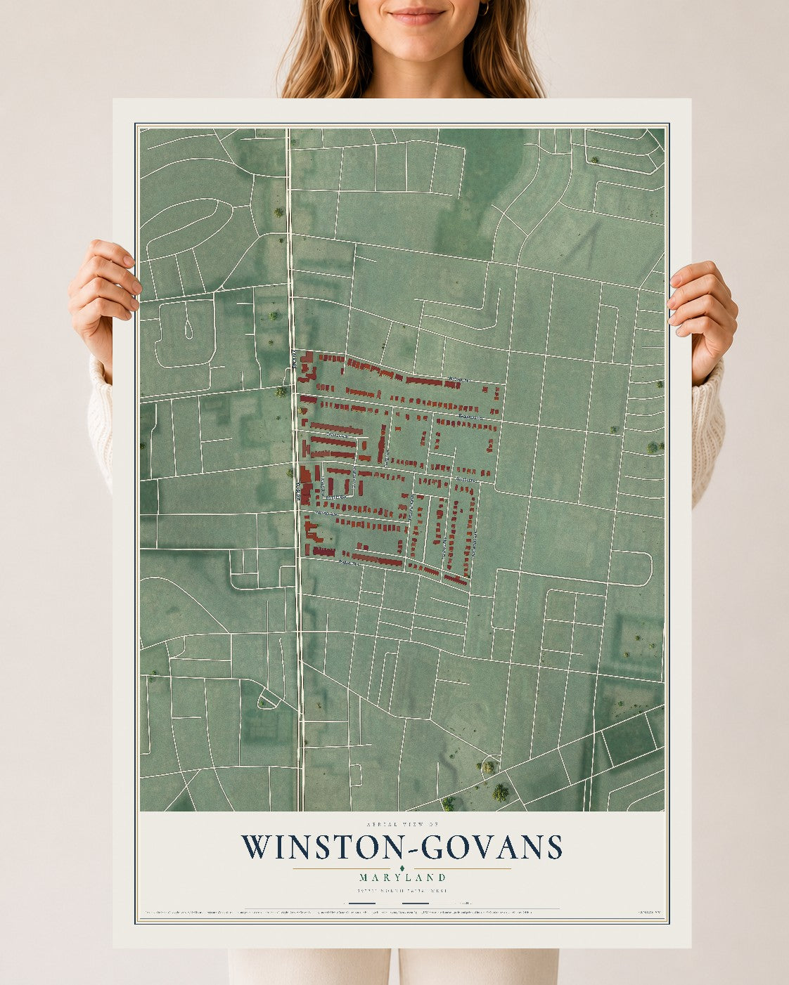 Map of Winston-Govans, Maryland, 24 x 36 inch unframed archival matte print