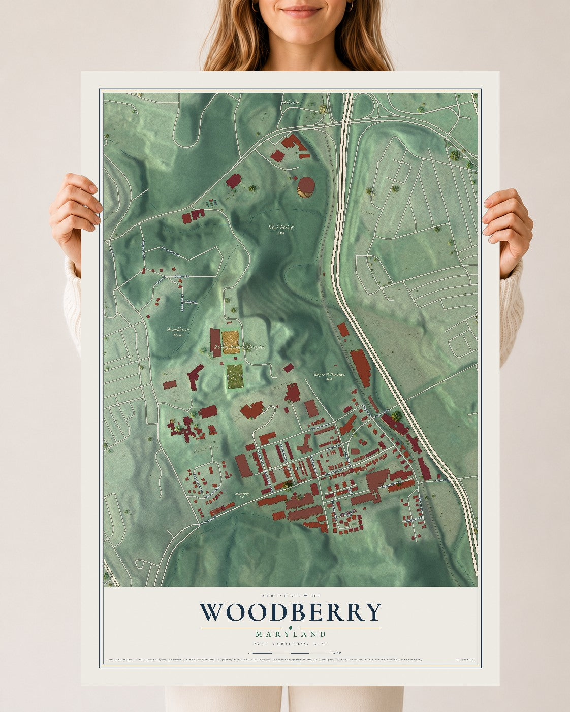 Map of Woodberry, Maryland, 24 x 36 inch unframed archival matte print