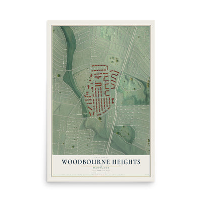 Map of Woodbourne Heights, Maryland, 12 x 18 inch unframed archival matte print