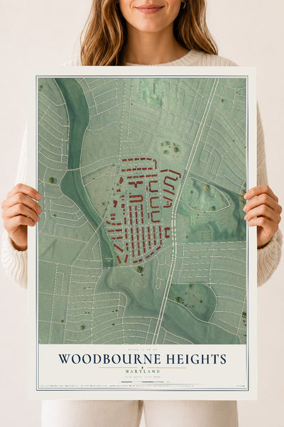 Map of Woodbourne Heights, Maryland, 18 x 24 inch unframed archival matte print