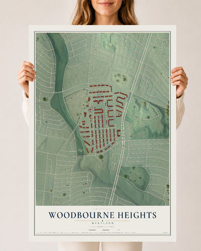 Map of Woodbourne Heights, Maryland, 24 x 36 inch unframed archival matte print