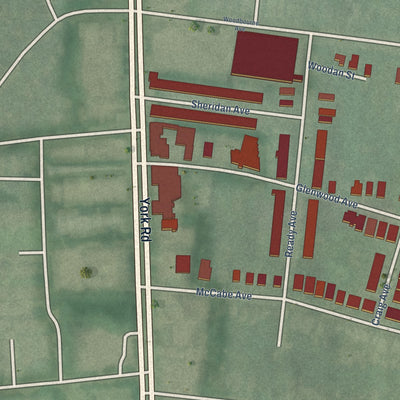 Close-up of the map of Woodbourne-McCabe, Maryland print showing street and building detail