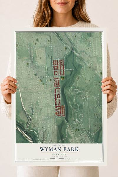Map of Wyman Park, Maryland, 18 x 24 inch unframed archival matte print