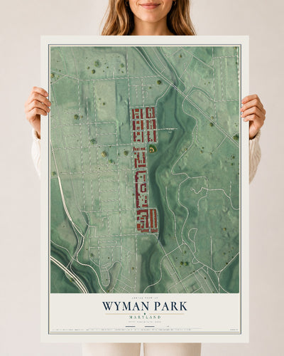 Map of Wyman Park, Maryland, 24 x 36 inch unframed archival matte print