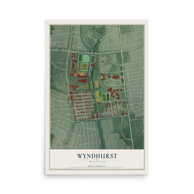 Map of Wyndhurst, Maryland, 12 x 18 inch unframed archival matte print