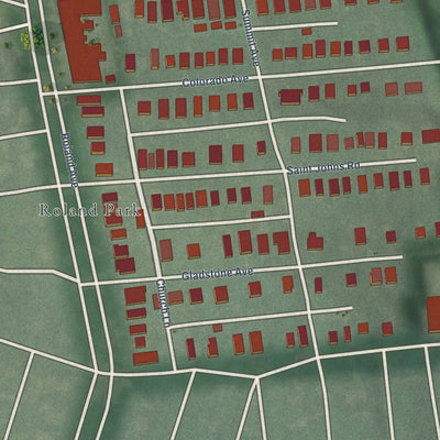 Close-up of the map of Wyndhurst, Maryland print showing street and building detail