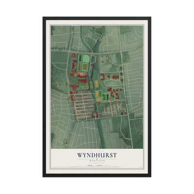Map of Wyndhurst, Maryland, 12 x 18 inch print in a black wood frame