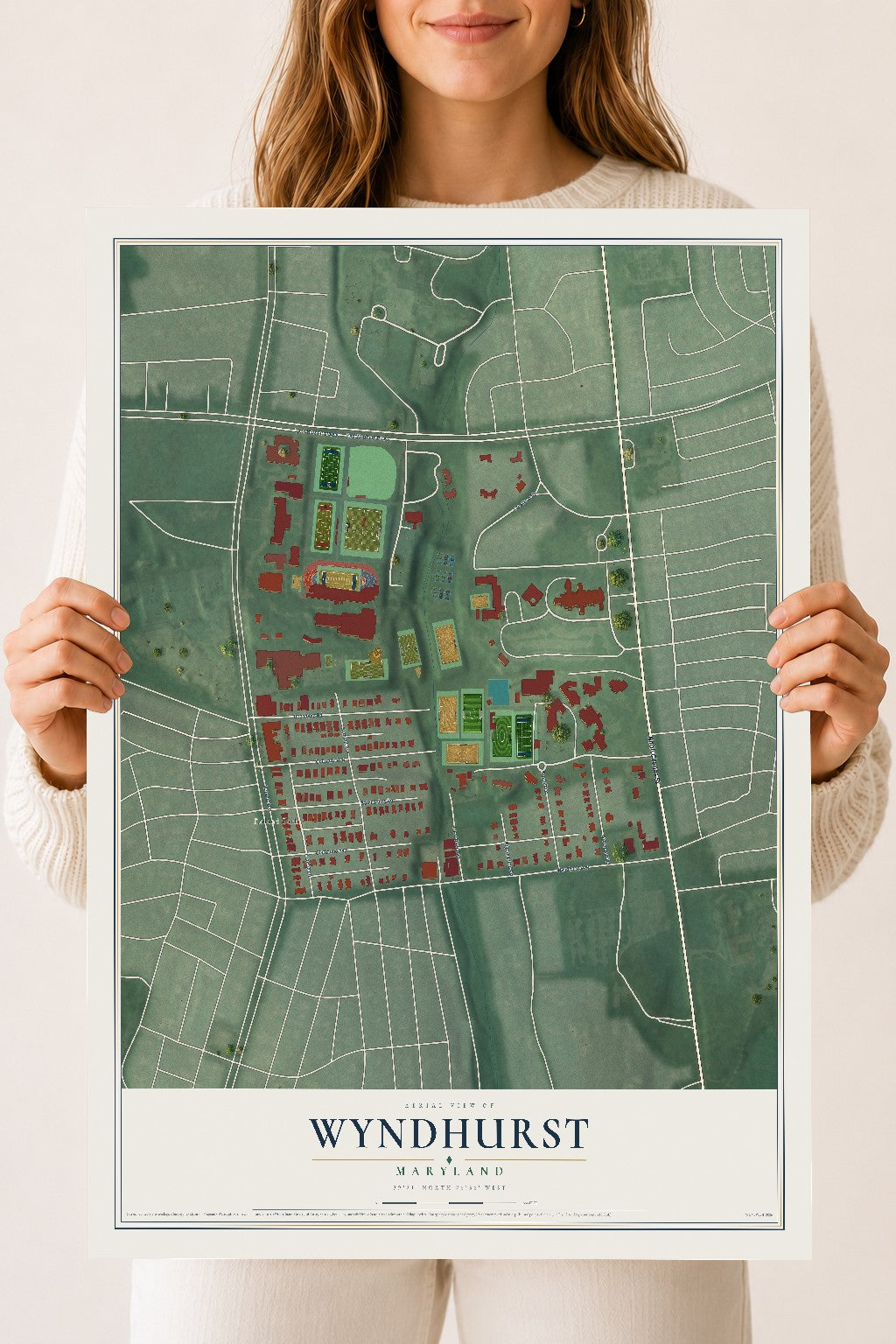 Map of Wyndhurst, Maryland, 18 x 24 inch unframed archival matte print