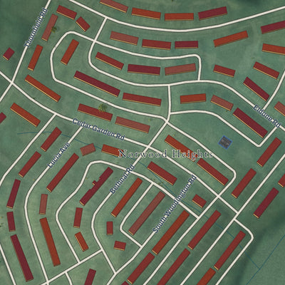 Close-up of the map of Yale Heights, Maryland print showing street and building detail