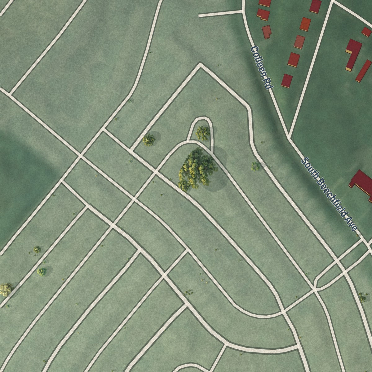 Second close-up of the map of Yale Heights, Maryland print showing more streets and buildings