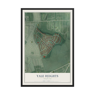 Map of Yale Heights, Maryland, 12 x 18 inch print in a black wood frame