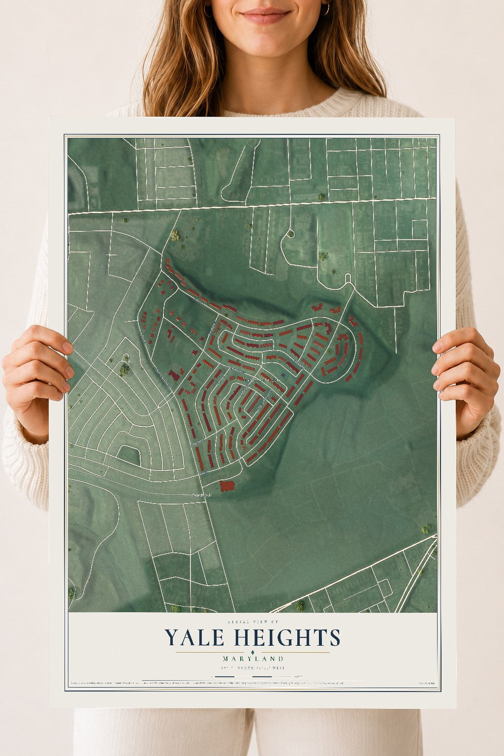 Map of Yale Heights, Maryland, 18 x 24 inch unframed archival matte print