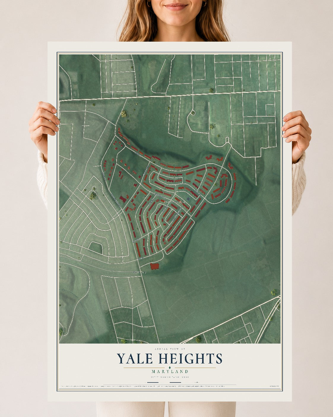 Map of Yale Heights, Maryland, 24 x 36 inch unframed archival matte print