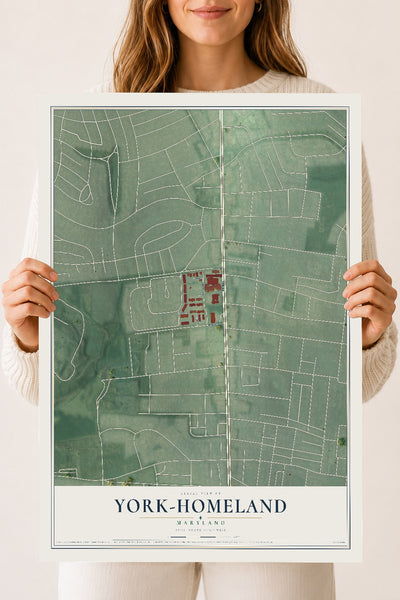 Map of York-Homeland, Maryland, 18 x 24 inch unframed archival matte print