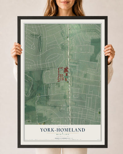 Map of York-Homeland, Maryland, 24 x 36 inch print in a black wood frame