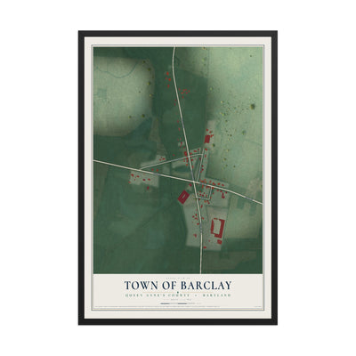 Map of Barclay, Maryland, 12 x 18 inch print in a black wood frame