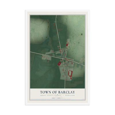 Map of Barclay, Maryland, 12 x 18 inch print in a white wood frame
