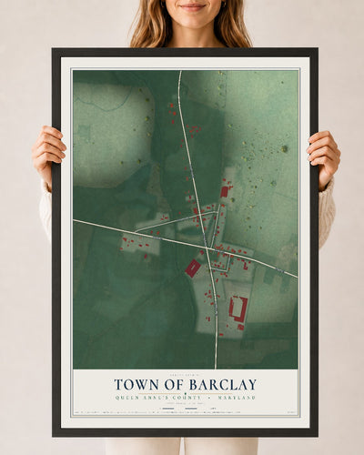 Map of Barclay, Maryland, 24 x 36 inch print in a black wood frame