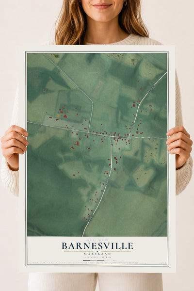 Map of Barnesville, Maryland, 18 x 24 inch unframed archival matte print