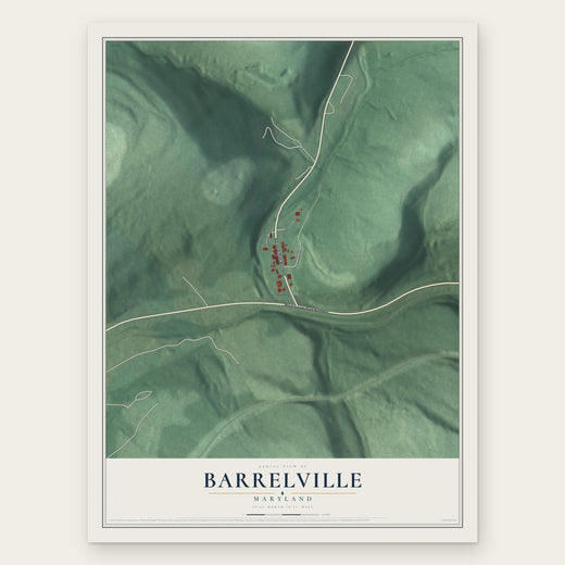 Barrelville, Maryland map print, the full design