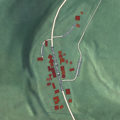 Close-up of the map of Barrelville, Maryland print showing street and building detail