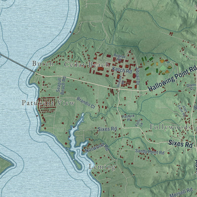 Close-up of the map of Barstow, Maryland print showing street and building detail