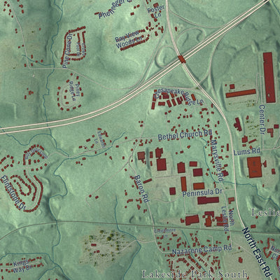 Close-up of the map of Bay View, Maryland print showing street and building detail