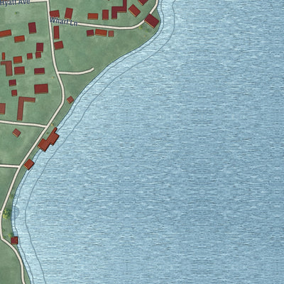 Close-up of the map of Benedict, Maryland print showing street and building detail