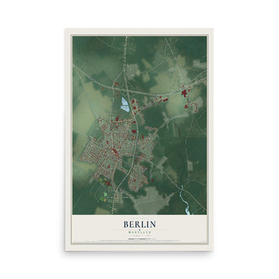 Map of Berlin, Maryland, 12 x 18 inch unframed archival matte print