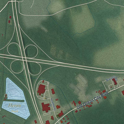 Second close-up of the map of Berlin, Maryland print showing more streets and buildings