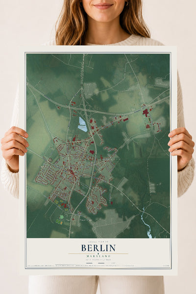 Map of Berlin, Maryland, 18 x 24 inch unframed archival matte print
