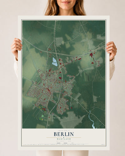 Map of Berlin, Maryland, 24 x 36 inch unframed archival matte print