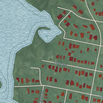 Close-up of the map of Beverly Beach, Maryland print showing street and building detail
