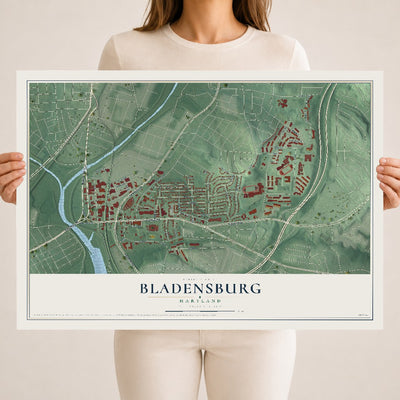 Map of Bladensburg, Maryland, 18 x 24 inch unframed archival matte print