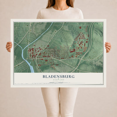 Map of Bladensburg, Maryland, 24 x 36 inch unframed archival matte print
