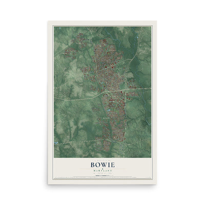 Map of Bowie, Maryland, 12 x 18 inch unframed archival matte print