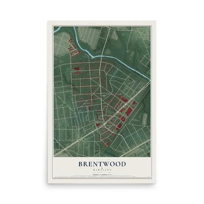 Map of Brentwood, Maryland, 12 x 18 inch unframed archival matte print