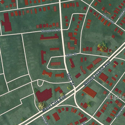 Close-up of the map of Brentwood, Maryland print showing street and building detail