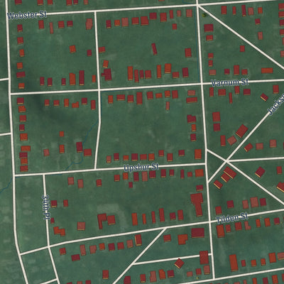 Second close-up of the map of Brentwood, Maryland print showing more streets and buildings